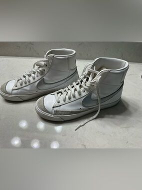 Nike White High-Top Sneakers with Light Gray Accents
